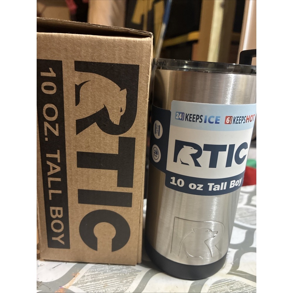 RTIC Tall Boy Tumbler 10oz Stainless Steel Flip Top Lid 24 Hour Ice 6 Hour Hot